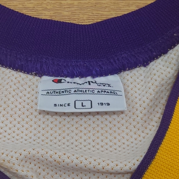 Vintage Shaquille O'Neil LA Lakers Champion Jersey Yellow Purple #34 Large - Picture 5 of 12